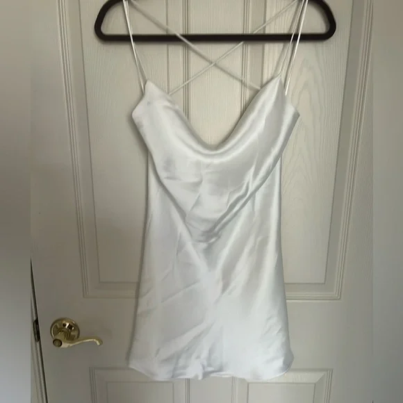 NWT Zara Elegant White Satin Slip Dress size Small - Picture 6 of 7